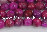 CAG9876 15.5 inches 6mm faceted round fuchsia crazy lace agate beads