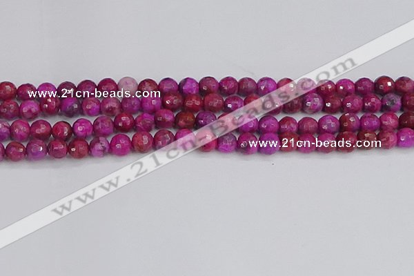 CAG9876 15.5 inches 6mm faceted round fuchsia crazy lace agate beads