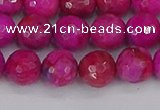 CAG9877 15.5 inches 8mm faceted round fuchsia crazy lace agate beads