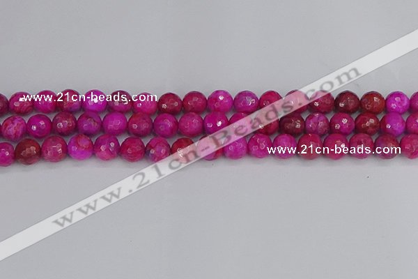 CAG9877 15.5 inches 8mm faceted round fuchsia crazy lace agate beads