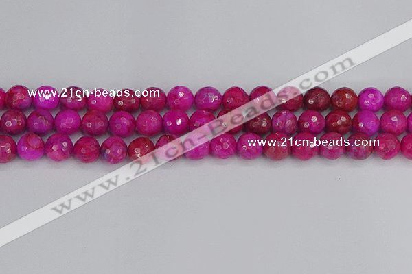 CAG9878 15.5 inches 10mm faceted round fuchsia crazy lace agate beads