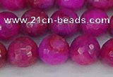 CAG9879 15.5 inches 12mm faceted round fuchsia crazy lace agate beads