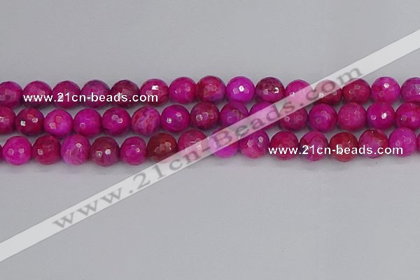 CAG9879 15.5 inches 12mm faceted round fuchsia crazy lace agate beads