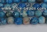 CAG9882 15.5 inches 4mm faceted round blue crazy lace agate beads