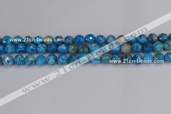 CAG9884 15.5 inches 8mm faceted round blue crazy lace agate beads