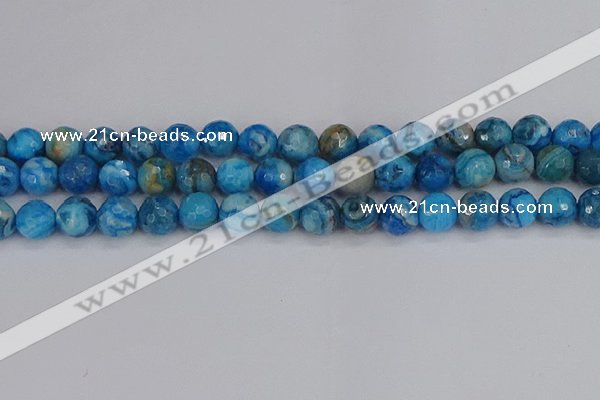 CAG9885 15.5 inches 10mm faceted round blue crazy lace agate beads