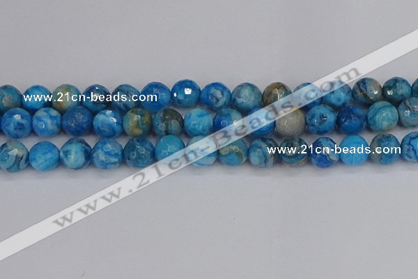 CAG9886 15.5 inches 12mm faceted round blue crazy lace agate beads