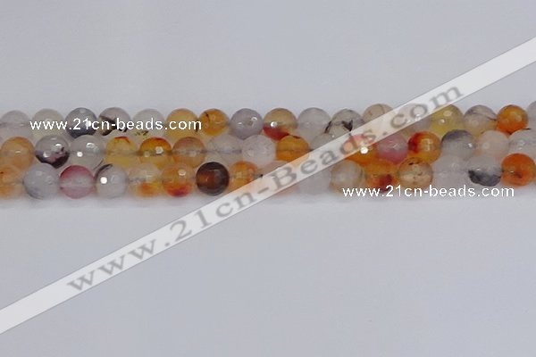 CAG9891 15.5 inches 8mm faceted round dendritic agate beads