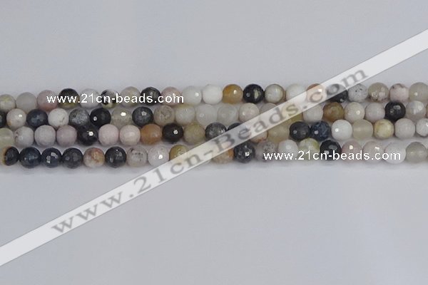 CAG9897 15.5 inches 6mm faceted round parrel dendrite agate beads