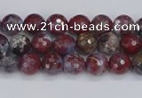 CAG9903 15.5 inches 4mm faceted round red lightning agate beads