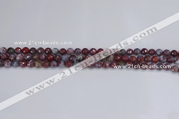 CAG9903 15.5 inches 4mm faceted round red lightning agate beads