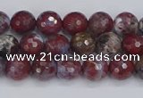 CAG9904 15.5 inches 6mm faceted round red lightning agate beads