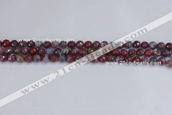 CAG9904 15.5 inches 6mm faceted round red lightning agate beads