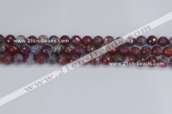 CAG9905 15.5 inches 8mm faceted round red lightning agate beads