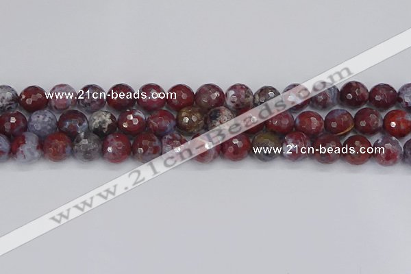 CAG9906 15.5 inches 10mm faceted round red lightning agate beads