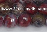 CAG9907 15.5 inches 12mm faceted round red lightning agate beads