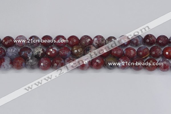 CAG9907 15.5 inches 12mm faceted round red lightning agate beads