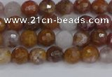 CAG9910 15.5 inches 4mm faceted round red moss agate beads