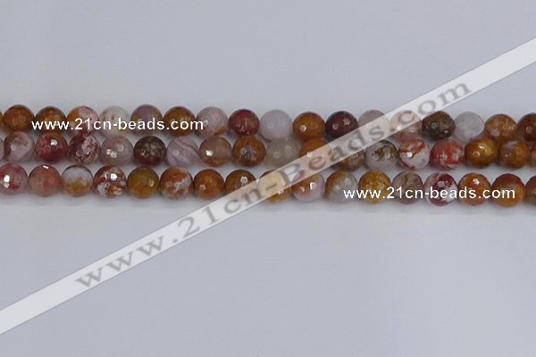 CAG9912 15.5 inches 8mm faceted round red moss agate beads