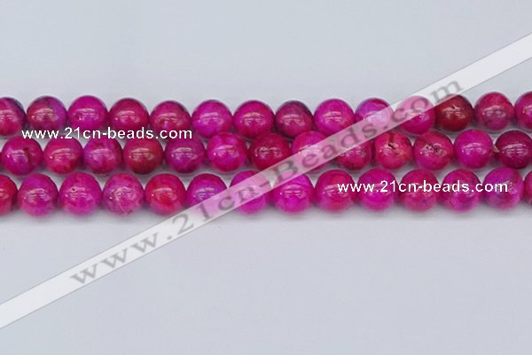 CAG9928 15.5 inches 12mm round fuchsia crazy lace agate beads