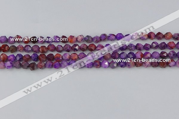 CAG9945 15.5 inches 6mm faceted nuggets purple crazy lace agate beads