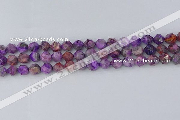 CAG9946 15.5 inches 8mm faceted nuggets purple crazy lace agate beads