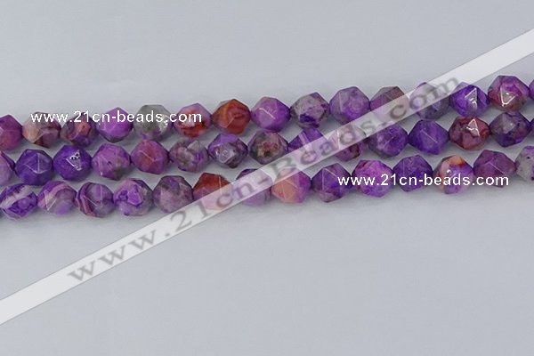 CAG9947 15.5 inches 10mm faceted nuggets purple crazy lace agate beads