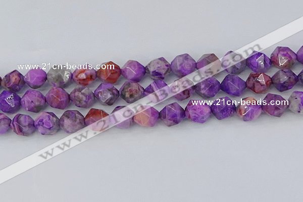 CAG9948 15.5 inches 12mm faceted nuggets purple crazy lace agate beads