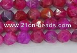 CAG9951 15.5 inches 6mm faceted nuggets fuchsia crazy lace agate beads