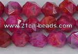 CAG9952 15.5 inches 8mm faceted nuggets fuchsia crazy lace agate beads