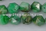 CAG9965 15.5 inches 10mm faceted nuggets green crazy lace agate beads