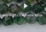 CAG9970 15.5 inches 8mm faceted nuggets moss agate beads