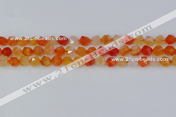 CAG9976 15.5 inches 8mm faceted nuggets red agate beads