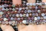 CAG9987 15.5 inches 6mm faceted nuggets red lightning agate beads