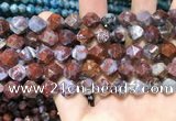 CAG9989 15.5 inches 10mm faceted nuggets red lightning agate beads