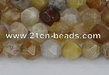 CAG9993 15.5 inches 6mm faceted nuggets ocean fossil agate beads