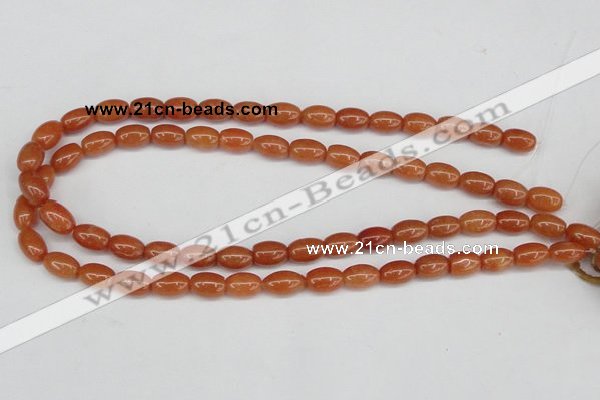 CAJ150 15.5 inches 8*12mm rice red aventurine jade beads