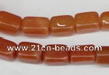 CAJ151 15.5 inches 10*13mm cuboid red aventurine jade beads