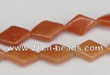 CAJ153 15.5 inches 10*15mm rhombic red aventurine jade beads