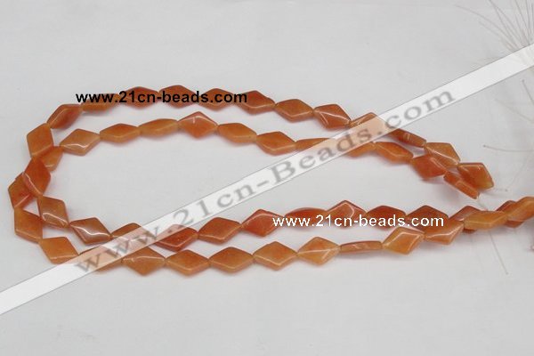 CAJ153 15.5 inches 10*15mm rhombic red aventurine jade beads