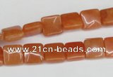 CAJ154 15.5 inches 10*10mm square red aventurine jade beads