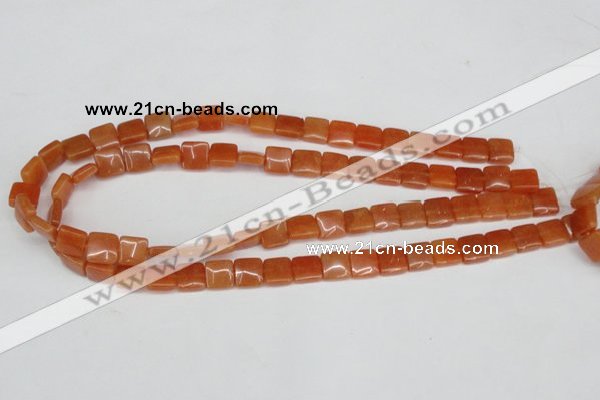 CAJ154 15.5 inches 10*10mm square red aventurine jade beads