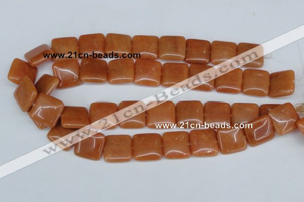 CAJ156 15.5 inches 20*20mm square red aventurine jade beads