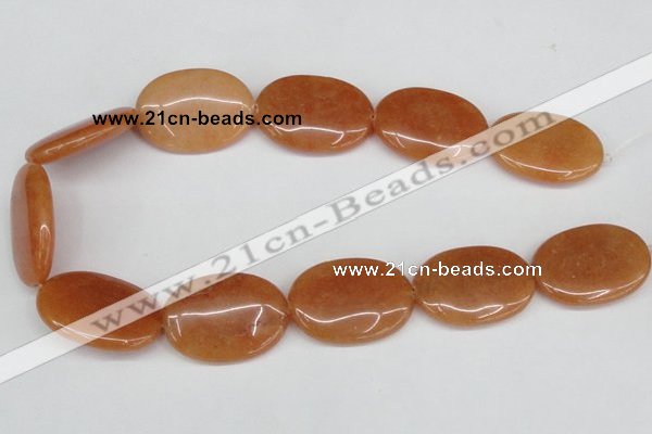 CAJ163 15.5 inches 25*35mm oval red aventurine jade beads