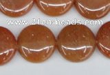 CAJ166 15.5 inches 20mm flat round red aventurine jade beads