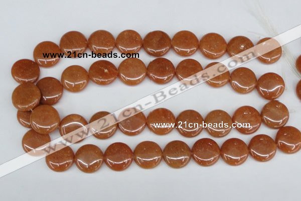 CAJ166 15.5 inches 20mm flat round red aventurine jade beads