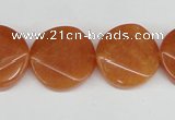 CAJ170 15.5 inches 20mm faceted coin red aventurine jade beads