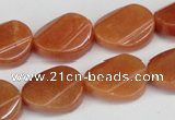 CAJ172 15.5 inches 13*18mm twisted oval red aventurine jade beads