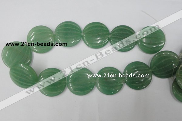 CAJ307 15.5 inches 35mm carved coin green aventurine jade beads