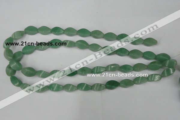 CAJ310 15.5 inches 8*16mm twisted tetrahedron green aventurine jade beads